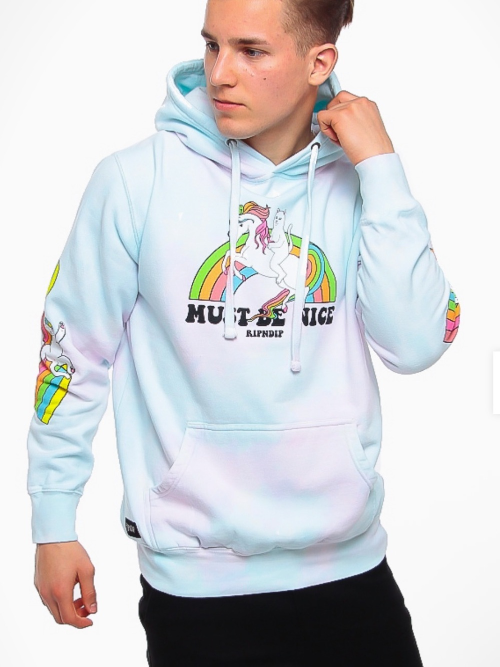 Ripndip My Little Nerm Rainbow Unicorn Pullover Hoodie Mint Pink cotton medium